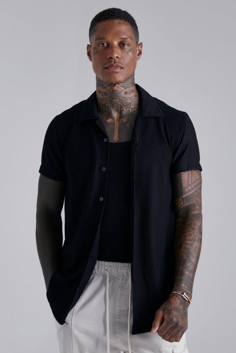 Black Ribbed Muscle Shirt