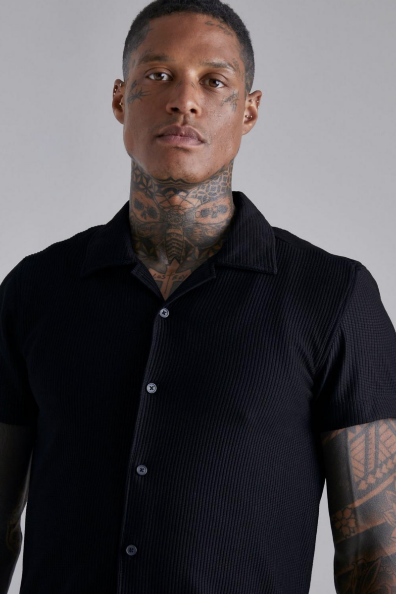 Black Ribbed Muscle Shirt - Image 2