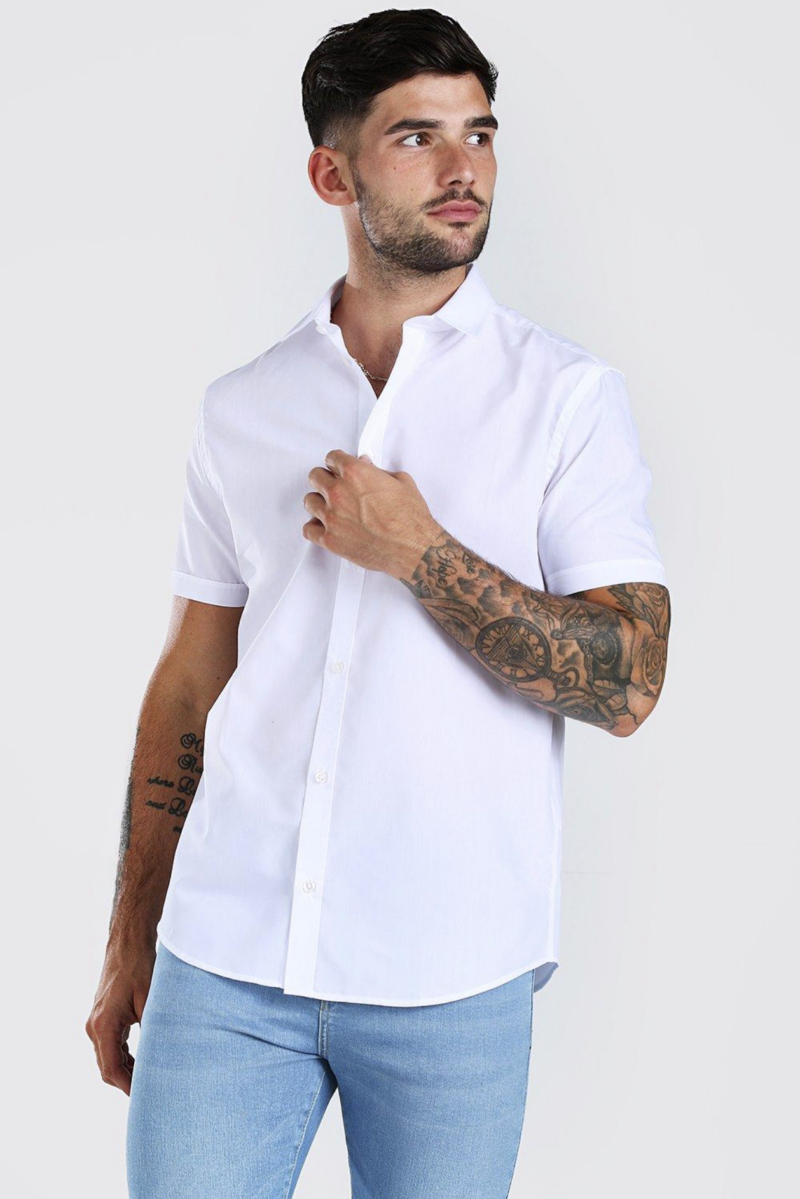 Premium White Cotton Short Sleeve Shirt