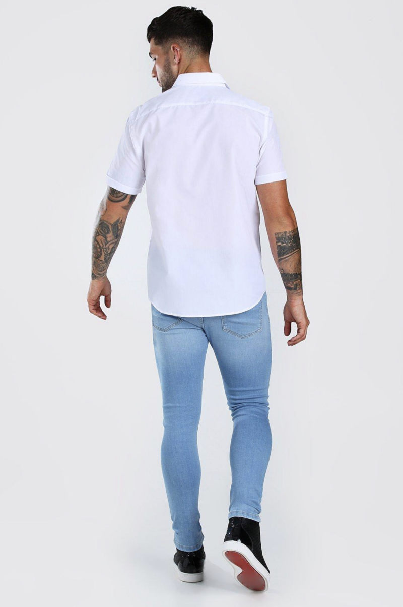 Premium White Cotton Short Sleeve Shirt - Image 2