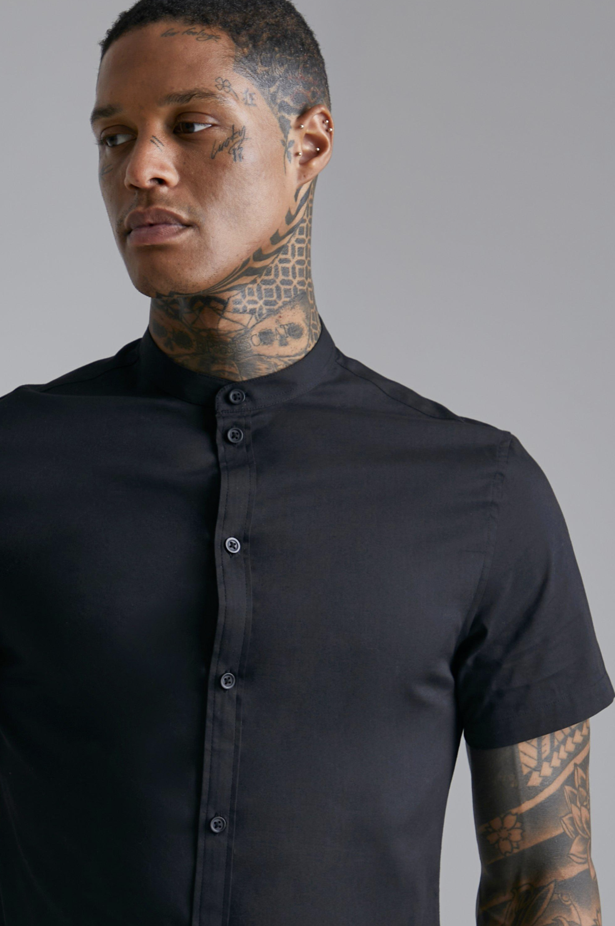 Adam Black Round Collar Shirt - Image 3