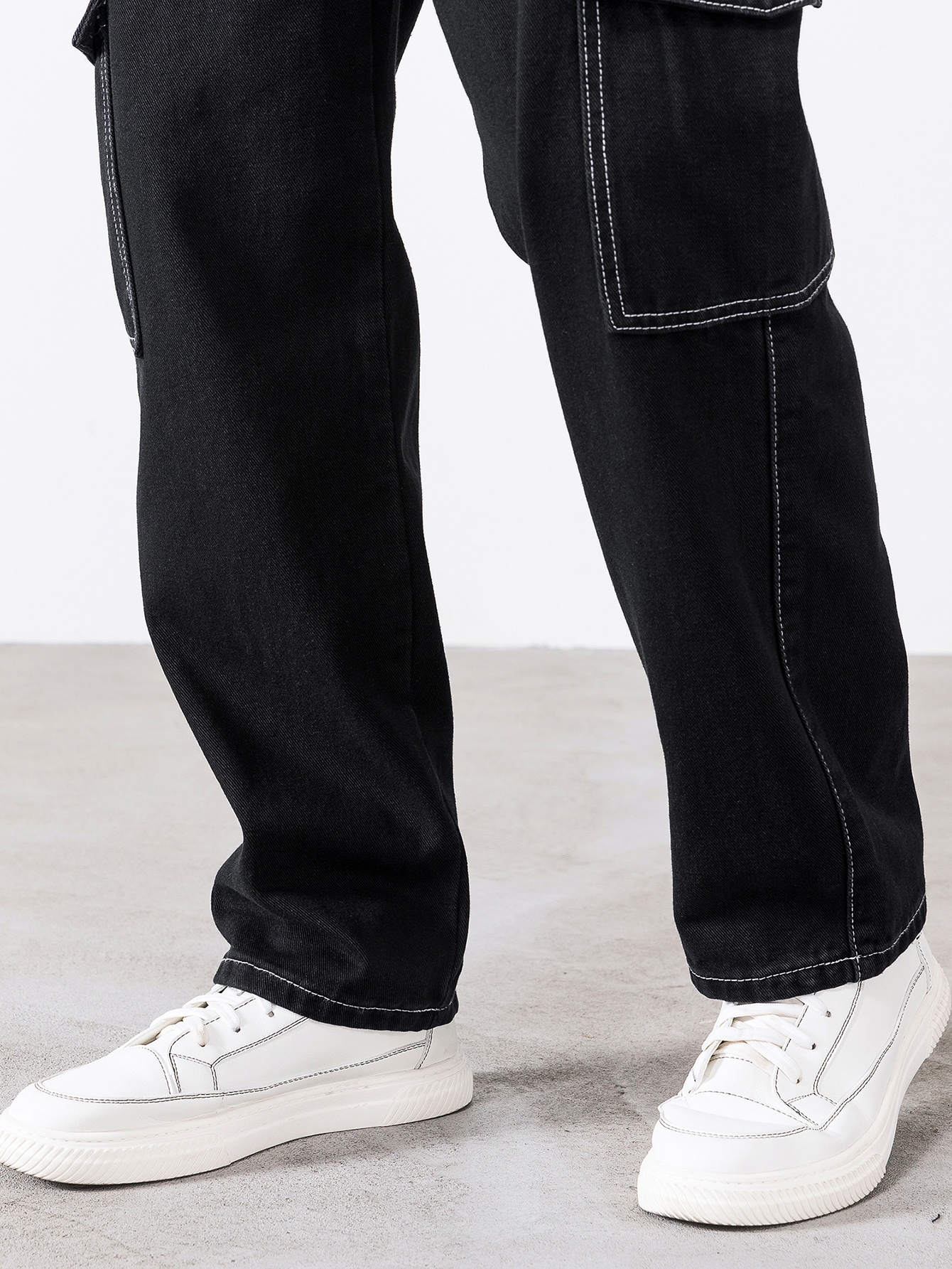 Johnny Black Contrast Stitch Cargo Pants - Image 5