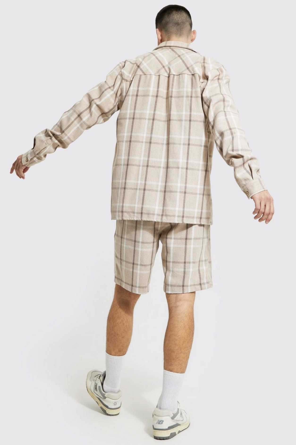 Beige Check Shirt & Shorts Set - Image 2