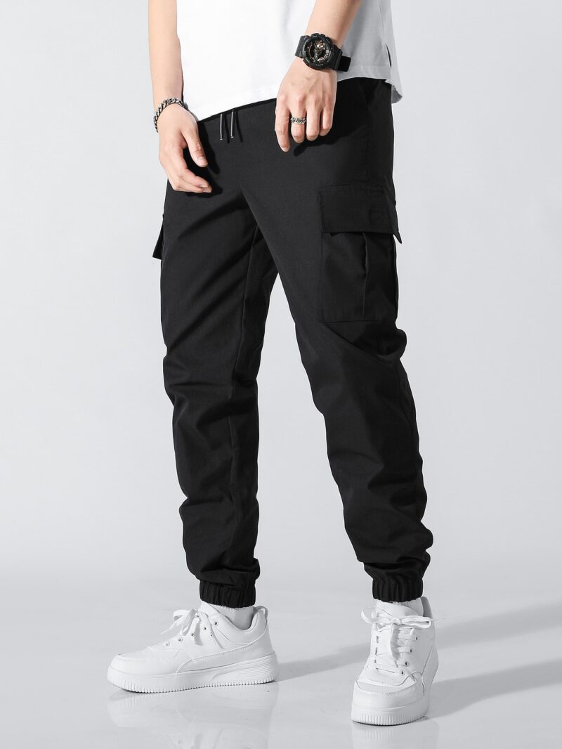 Noah Black Flap Pocket Cargo Pants