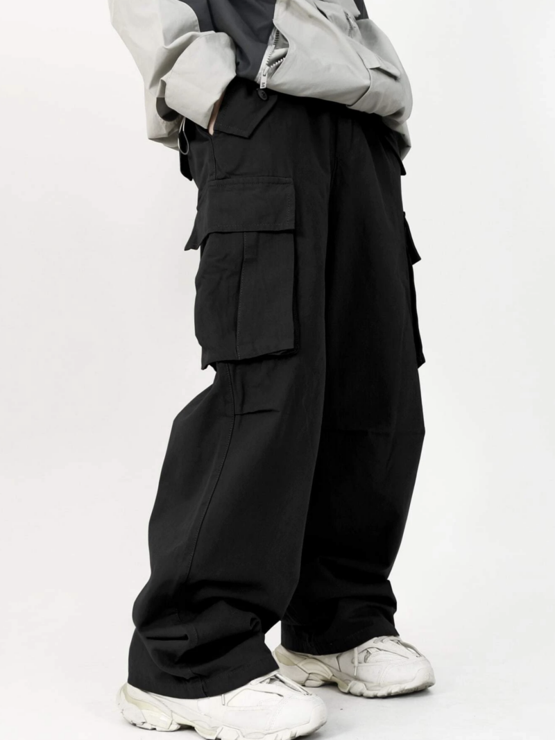 Nelson Black Oversized Cargo Pants
