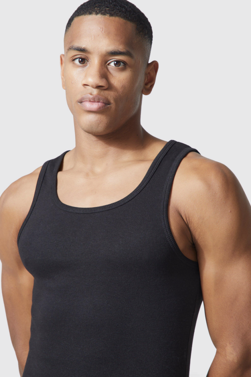 Yash Black Rib Vest - Image 2