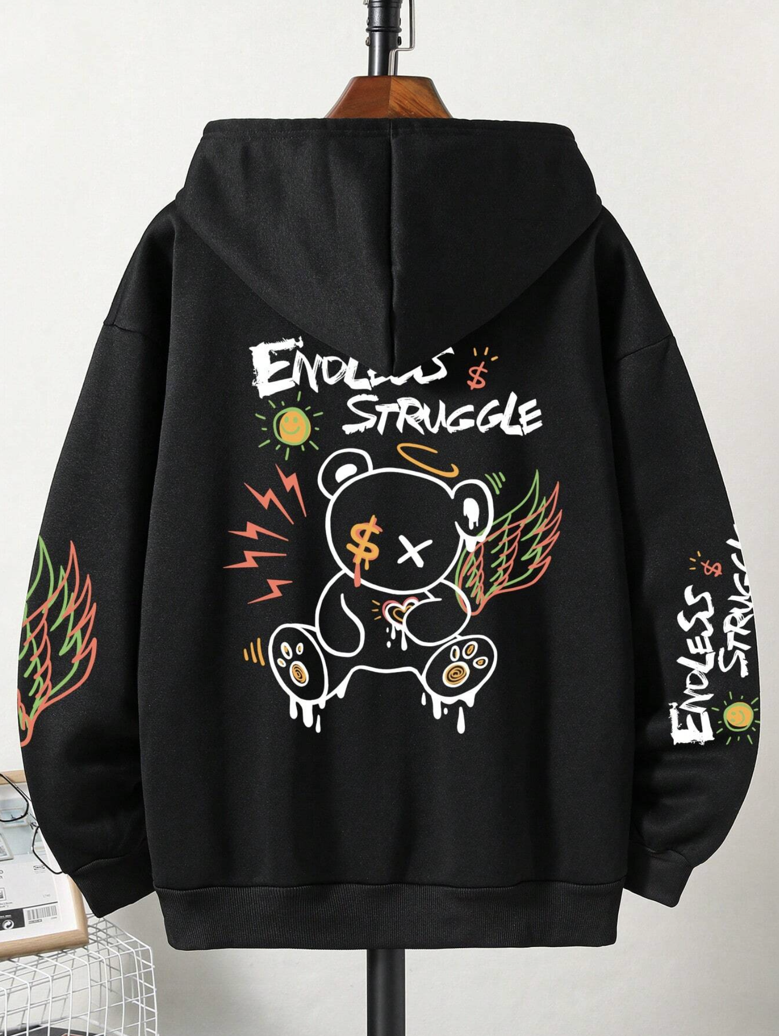 Enough Struggle Black Oversized Hoodie