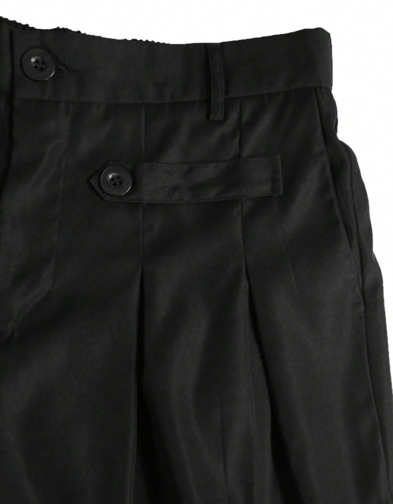 Ivan Black Pleated Tailored Cotton Pants - Image 3