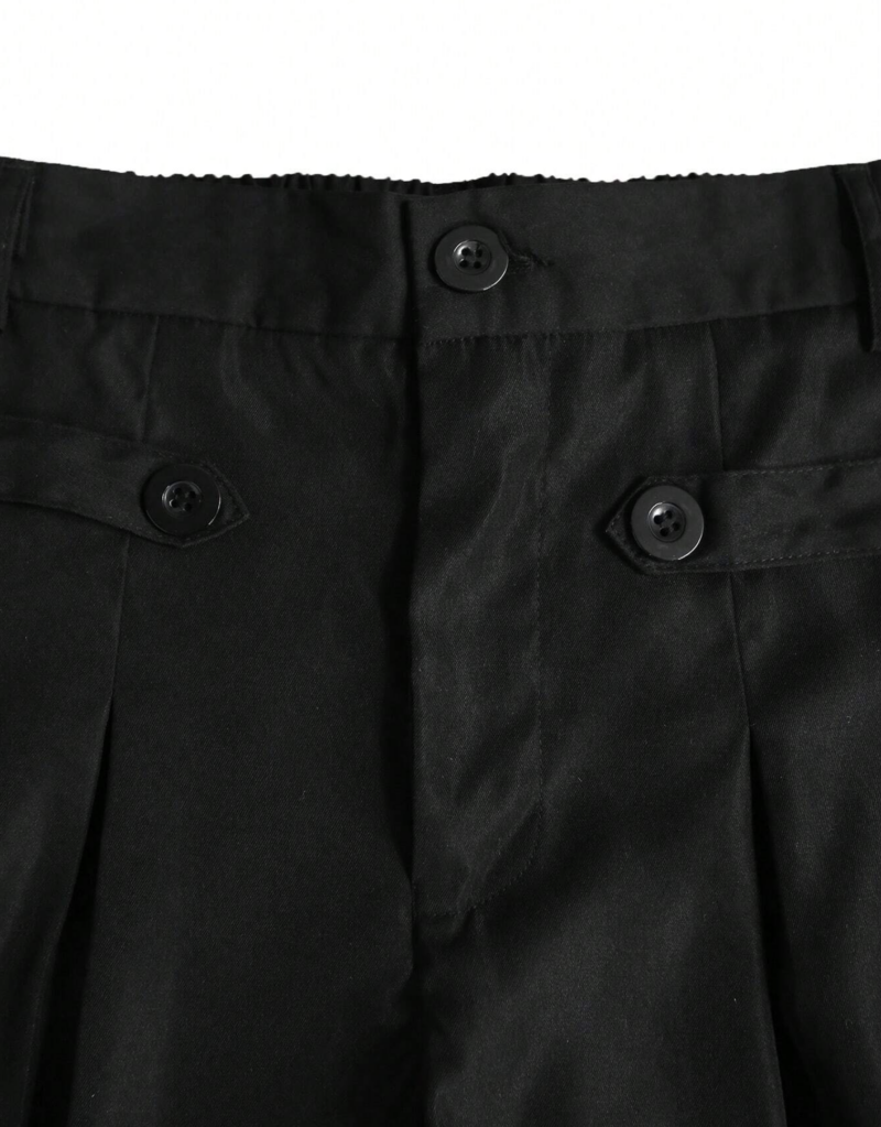 Ivan Black Pleated Tailored Cotton Pants - Image 4