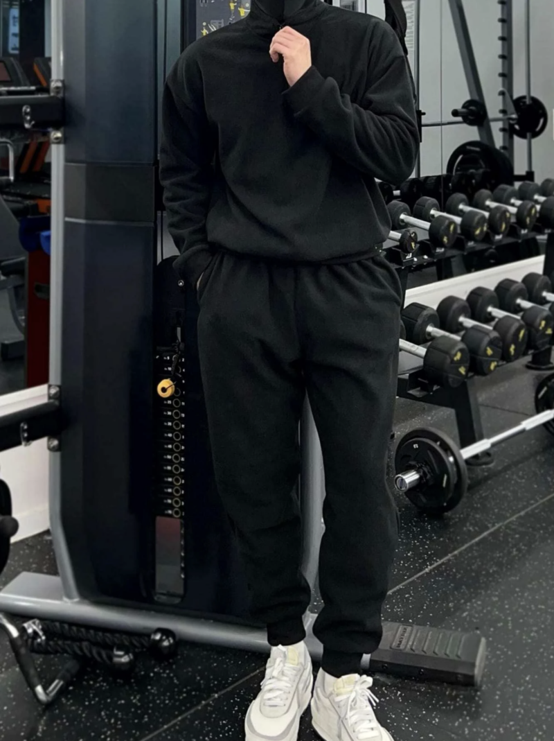 Alison Black Oversized Jogger & Sweatshirt Gym Set - Image 4