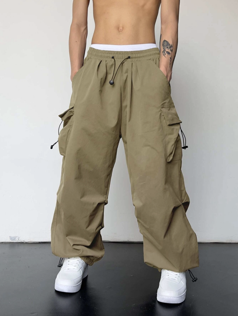Zayn Khaki Oversized Cargo Pants