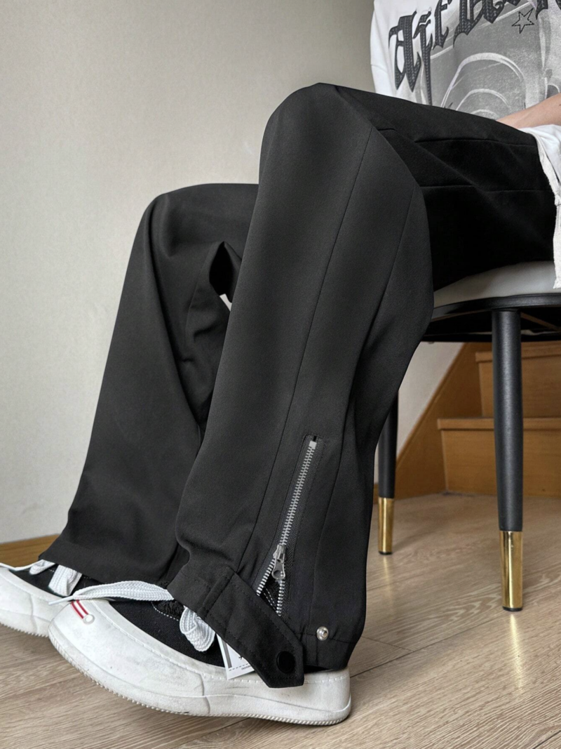 Vicky Black Zipper Oversized Cargo Pants