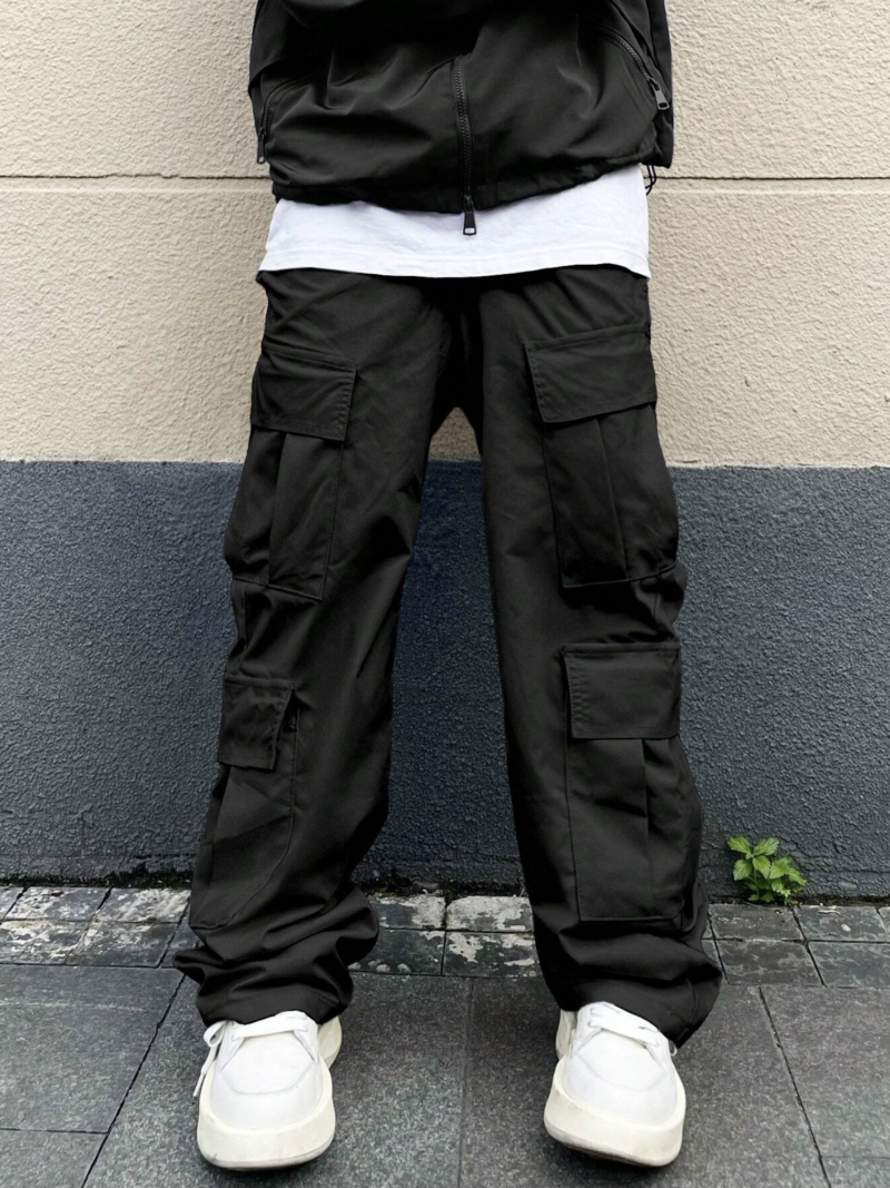 Ayden Black Wide Leg Cargo Pants