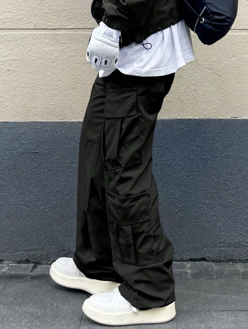 Ayden Black Wide Leg Cargo Pants - Image 3