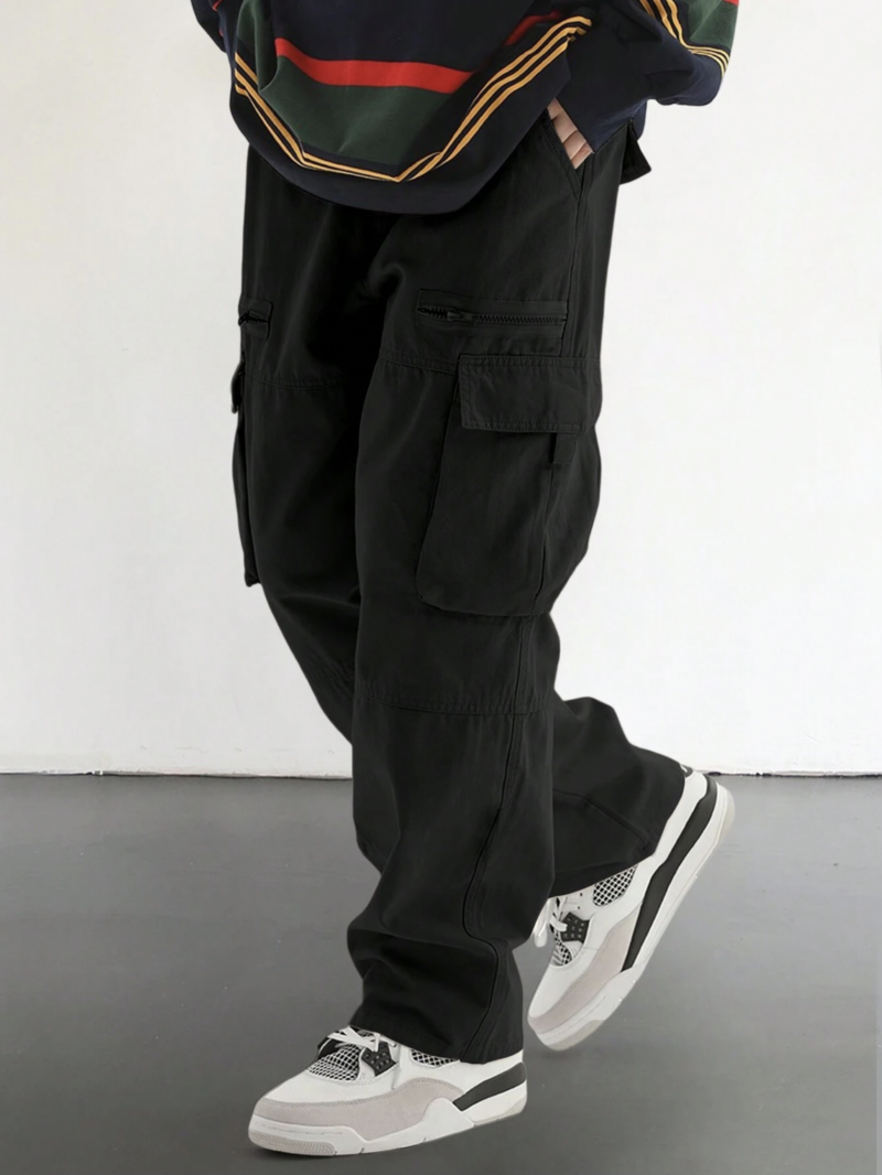 Cameron Black Zipper Pocket Cargo Pants