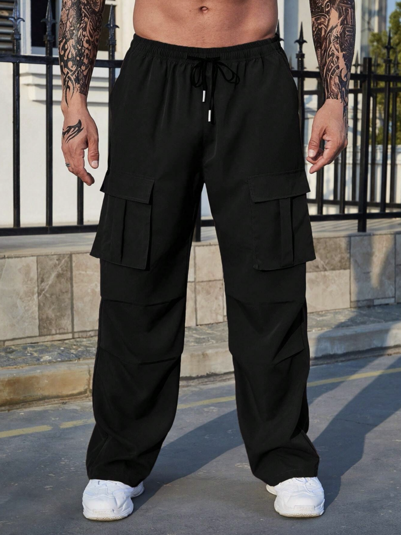Darwin Black Straight Fit Cargo Pants - Image 4