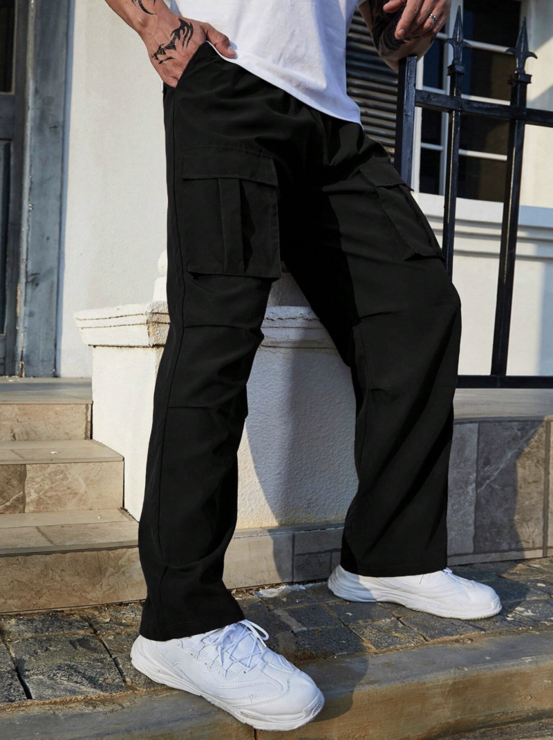 Darwin Black Straight Fit Cargo Pants - Image 6