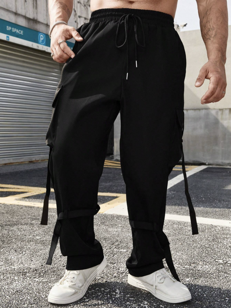 Luke Black Oversized Side Belted Cargo Jogger