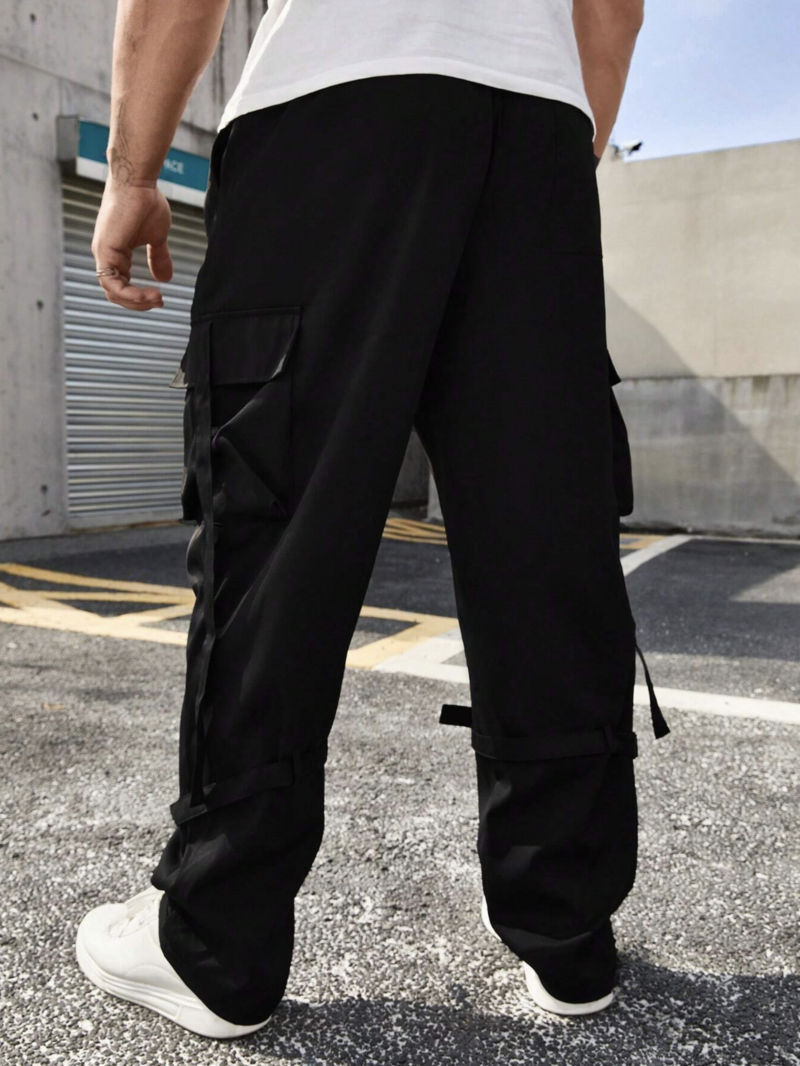 Luke Black Oversized Side Belted Cargo Jogger - Image 2