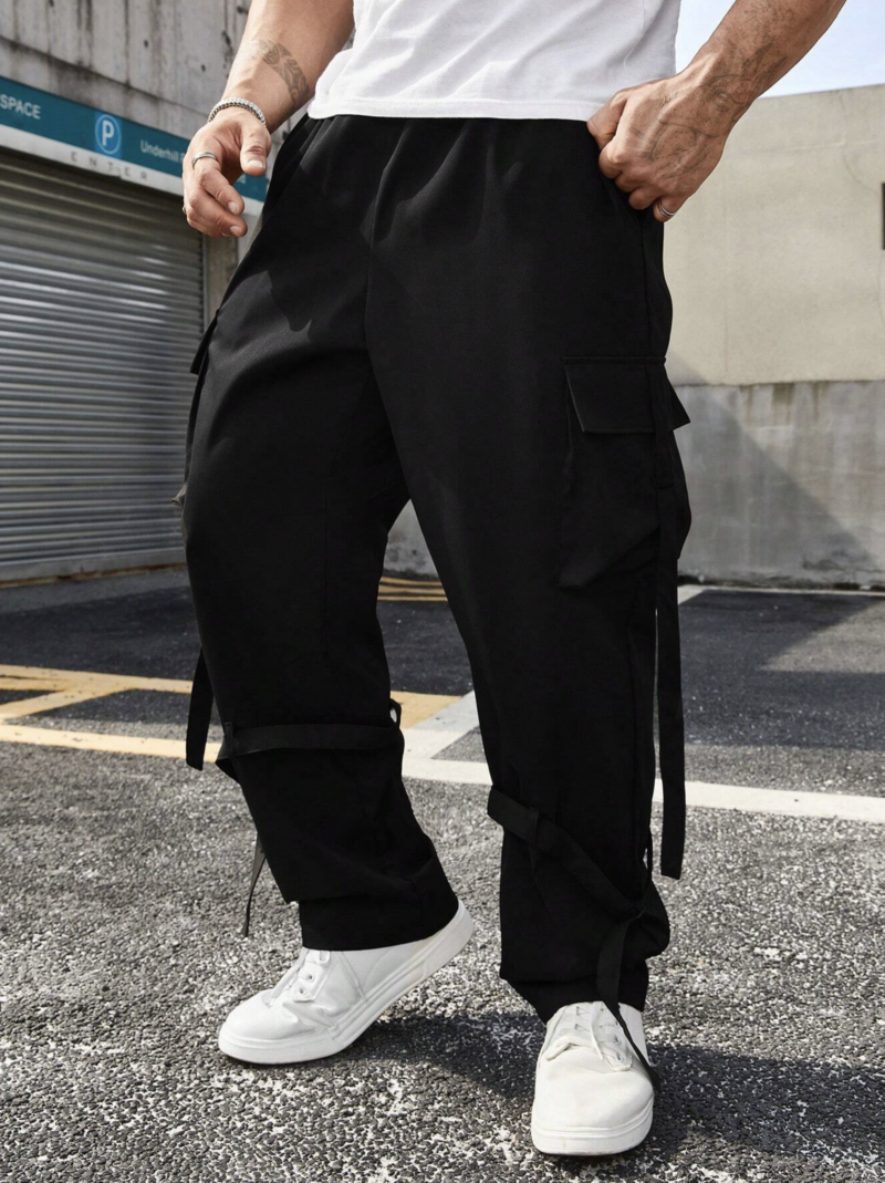 Luke Black Oversized Side Belted Cargo Jogger - Image 4