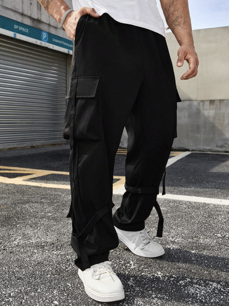 Luke Black Oversized Side Belted Cargo Jogger - Image 5