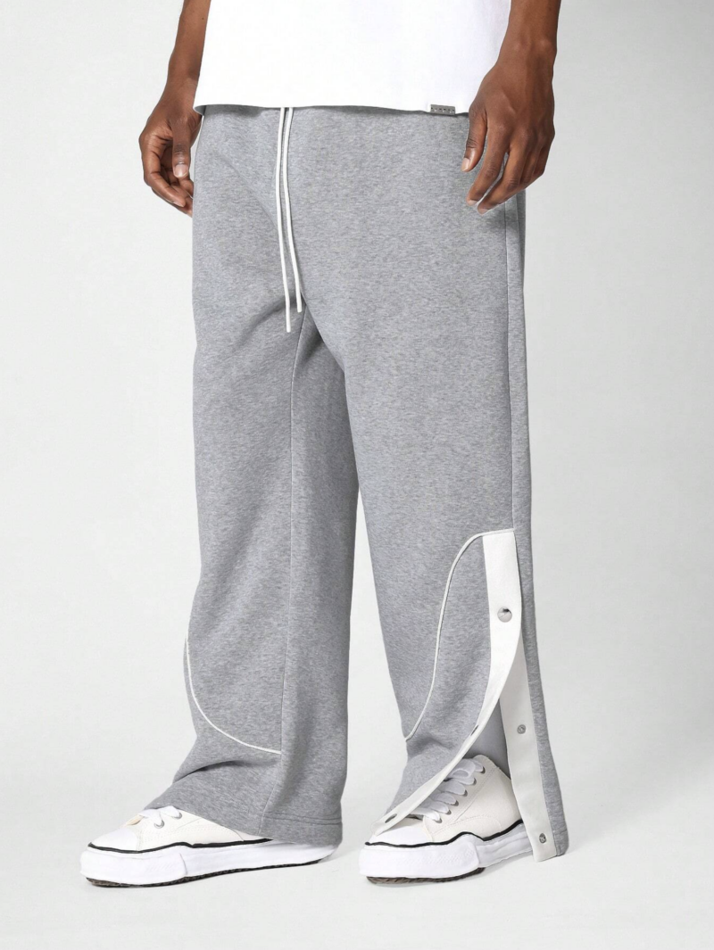 Chris Snap Button White Contrast Binding Oversized Jogger
