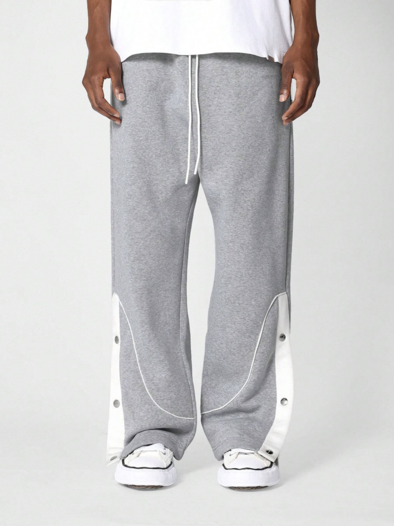 Chris Snap Button White Contrast Binding Oversized Jogger - Image 2