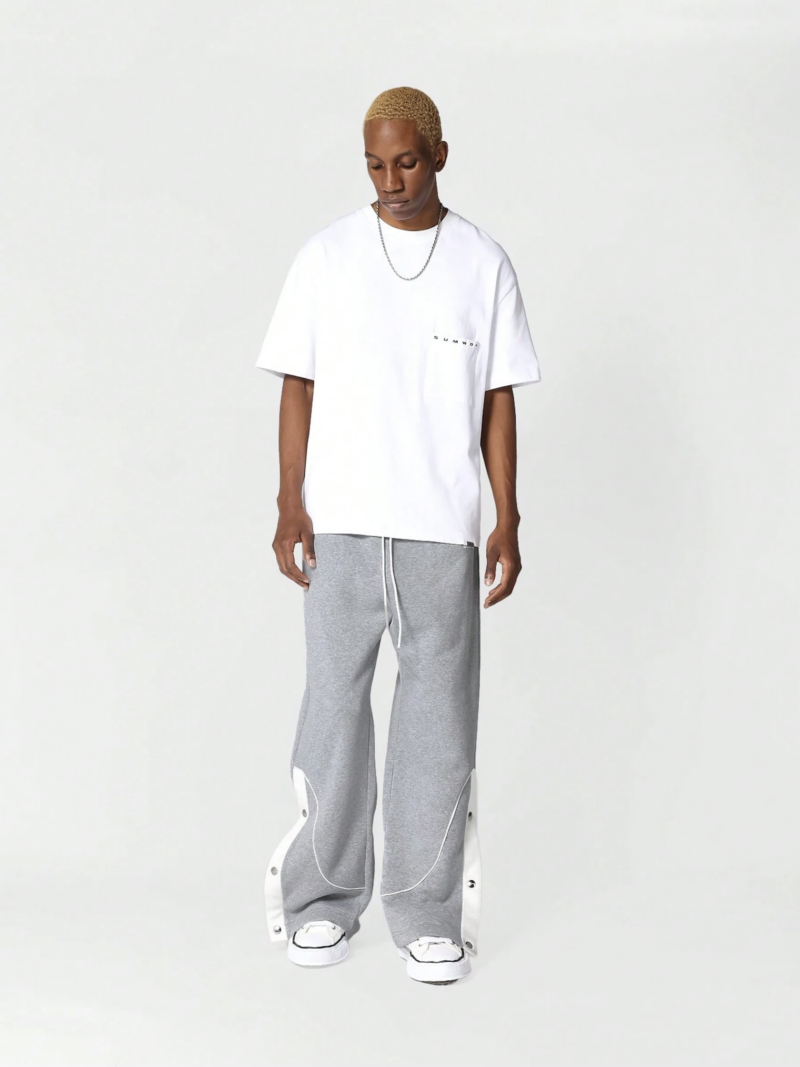 Chris Snap Button White Contrast Binding Oversized Jogger - Image 3