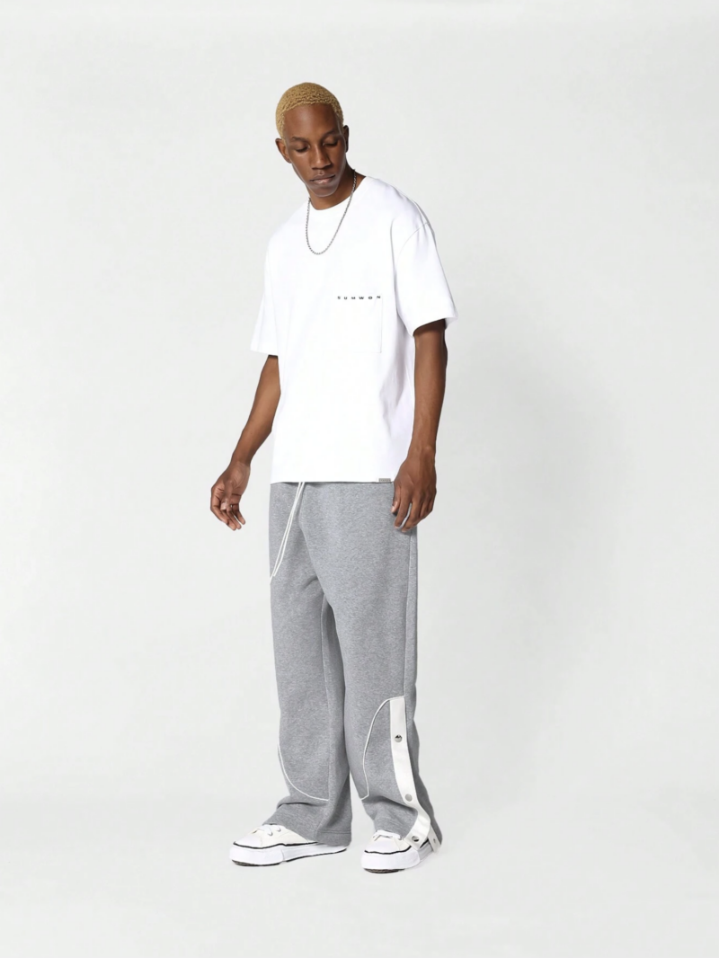 Chris Snap Button White Contrast Binding Oversized Jogger - Image 4