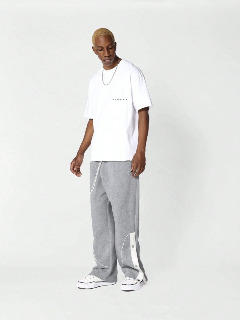 Chris Snap Button White Contrast Binding Oversized Jogger - Image 8