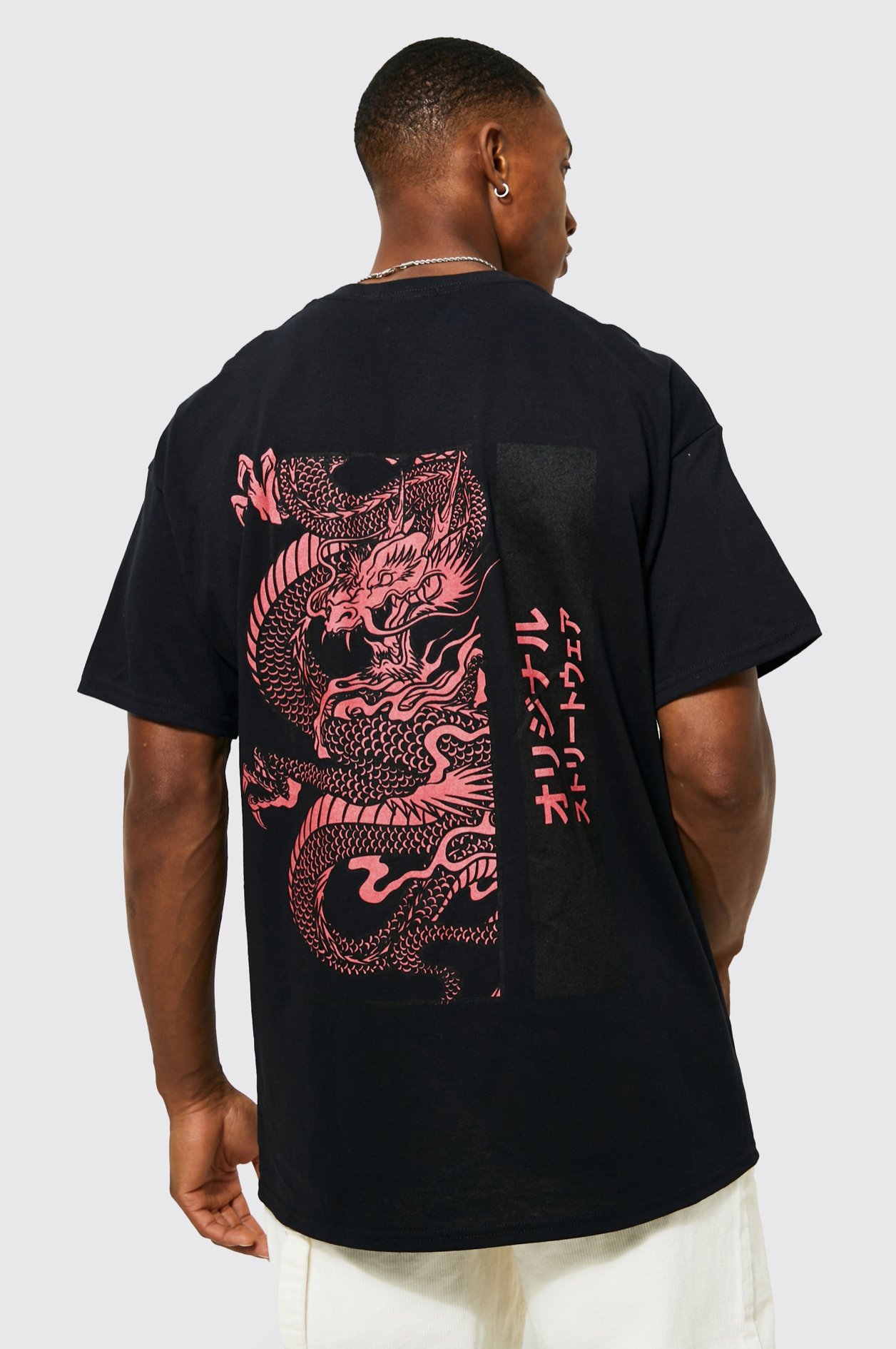 Oversized Back Dragon Print Tshirt