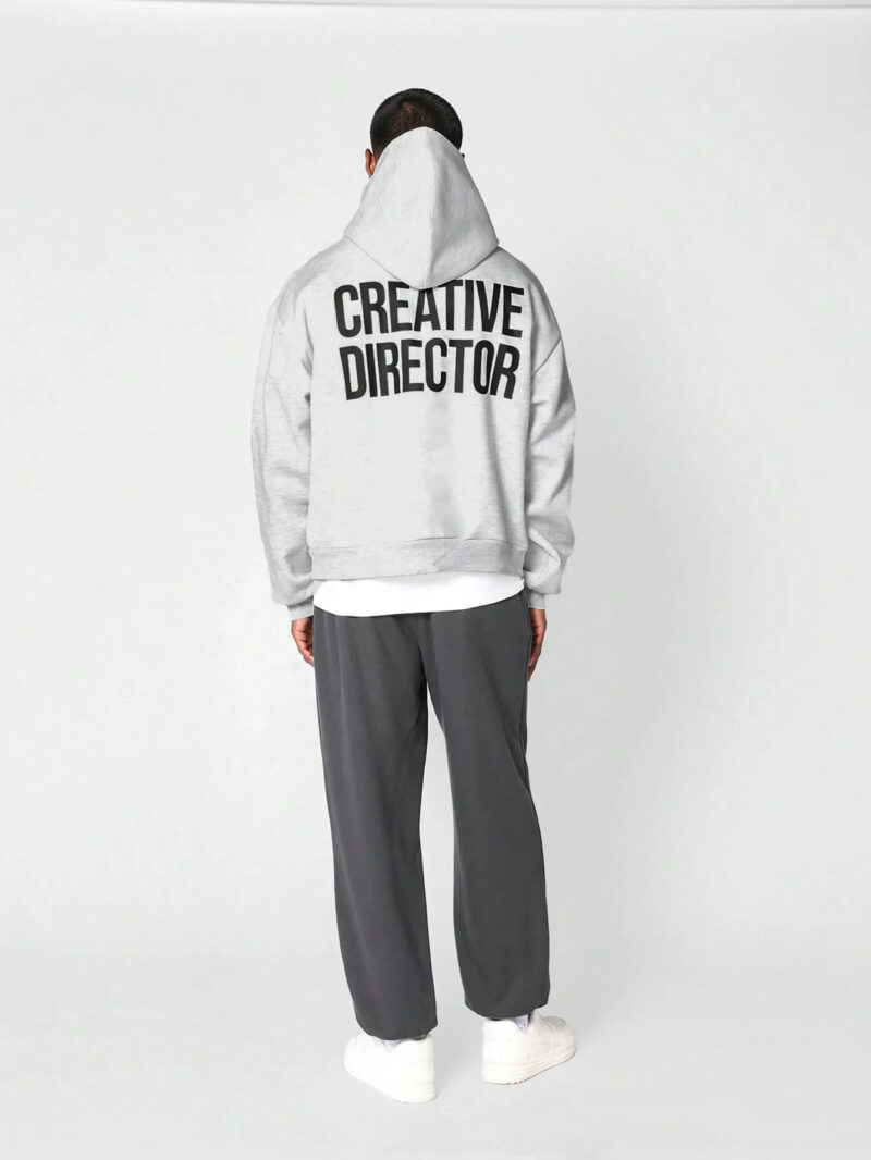 Creative Director Print Oversized Grey Hoodie - Image 3