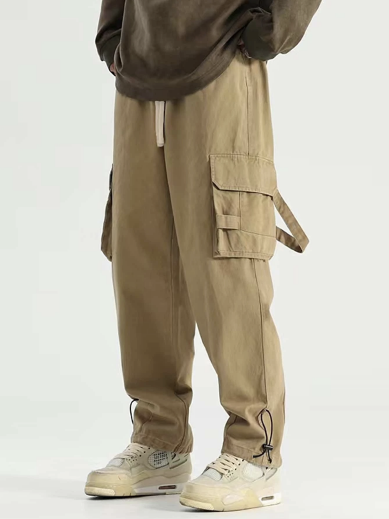 Garry Khaki Oversized Flap Pocket Cargo Pants