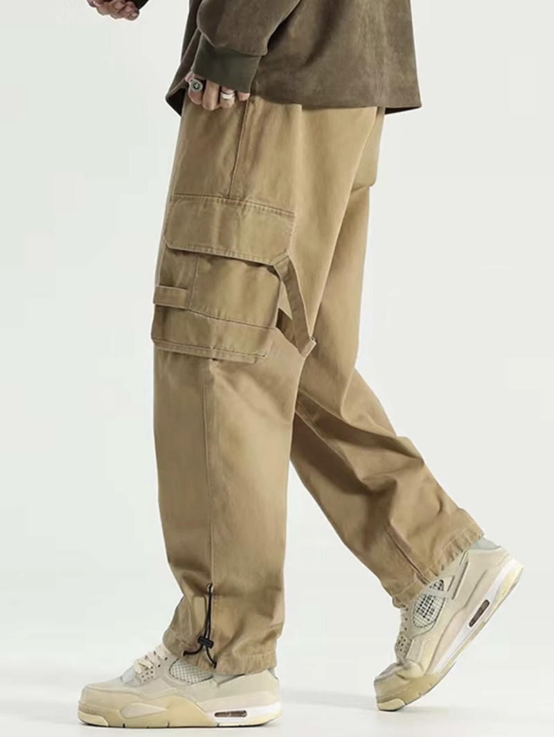 Garry Khaki Oversized Flap Pocket Cargo Pants - Image 3