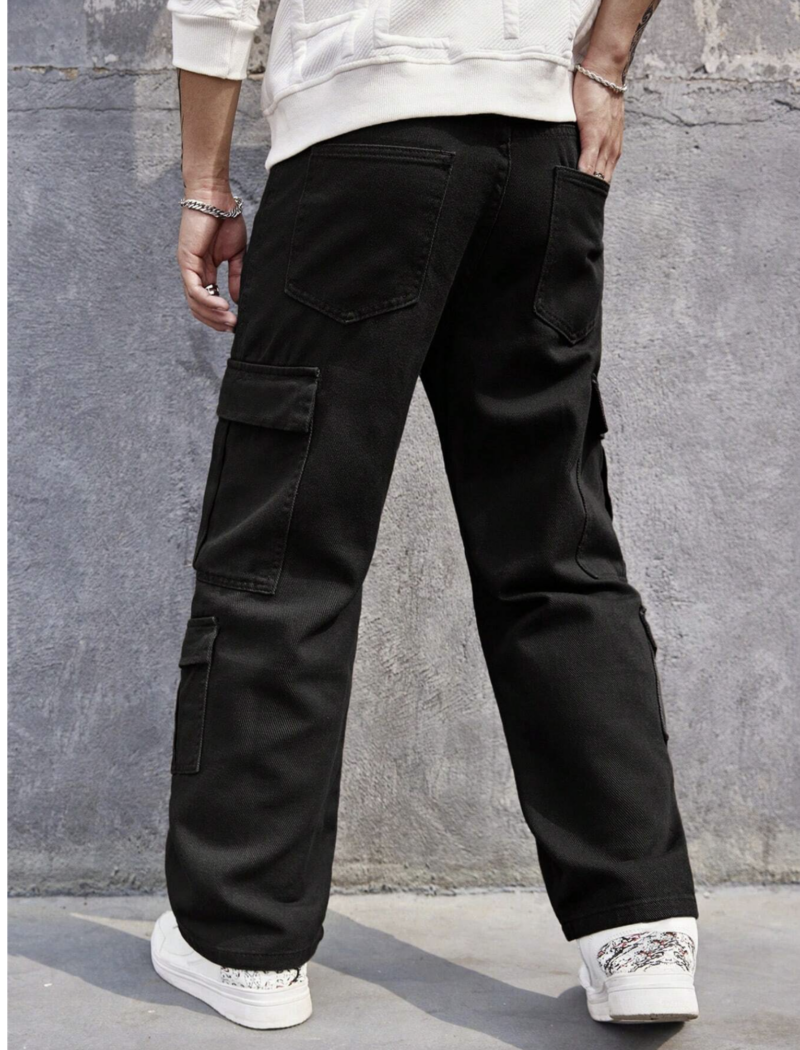 Benny Black Flap Pocket Cargo Pants - Image 2