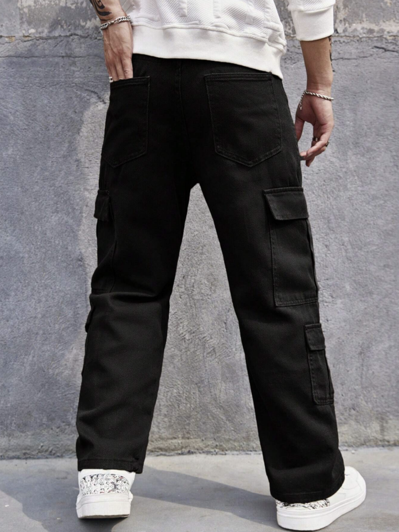 Benny Black Flap Pocket Cargo Pants - Image 3