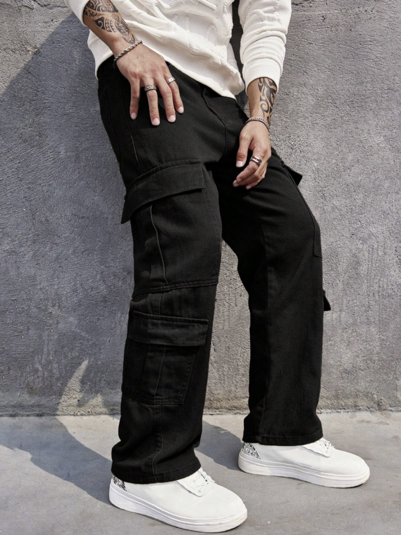 Benny Black Flap Pocket Cargo Pants - Image 4