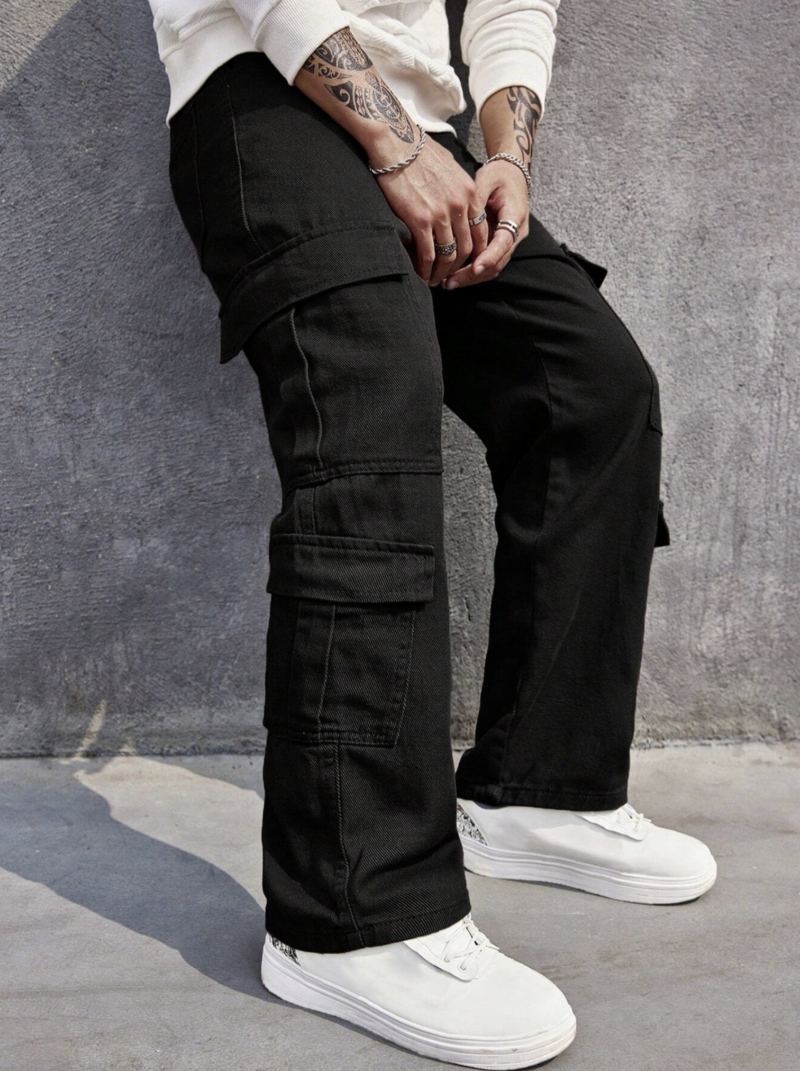 Benny Black Flap Pocket Cargo Pants - Image 6
