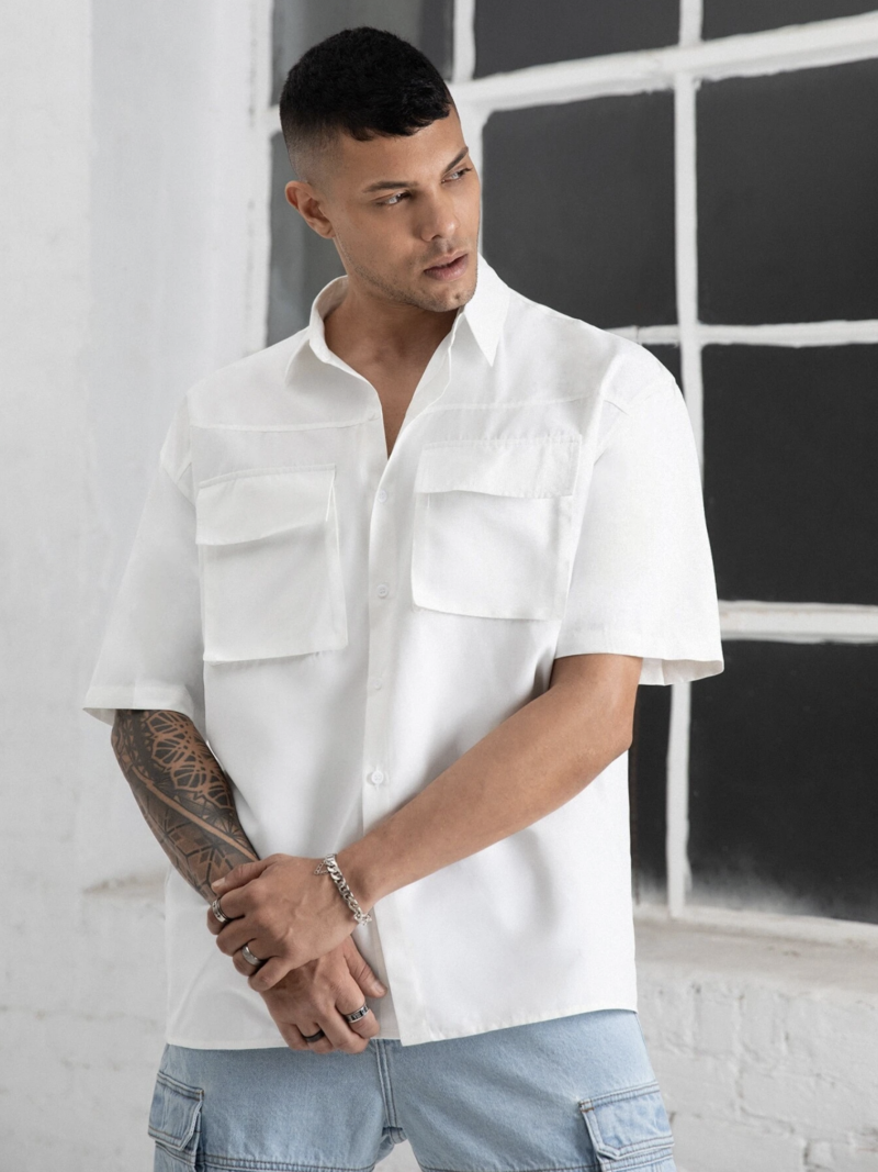 Peter White Relaxed Fit Drop Shoulder Cotton Shirt