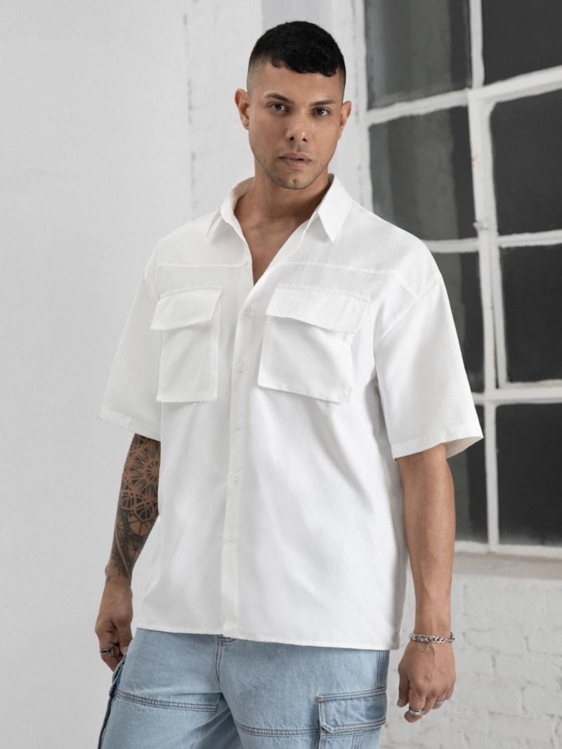 Peter White Relaxed Fit Drop Shoulder Cotton Shirt - Image 2