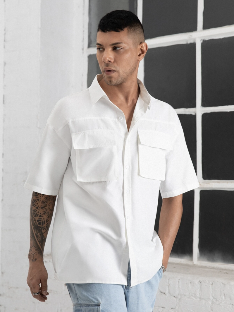 Peter White Relaxed Fit Drop Shoulder Cotton Shirt - Image 3