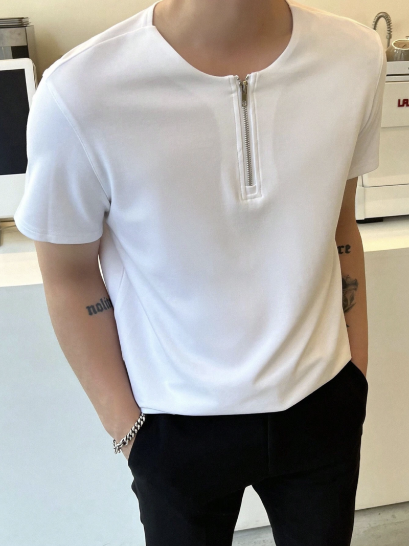 Louis Zipper Cotton Sweatshirt in Black | White - Image 2
