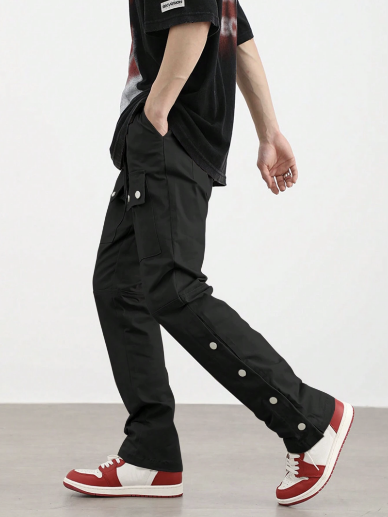 Silva Black Button Cargo Pants - Image 3