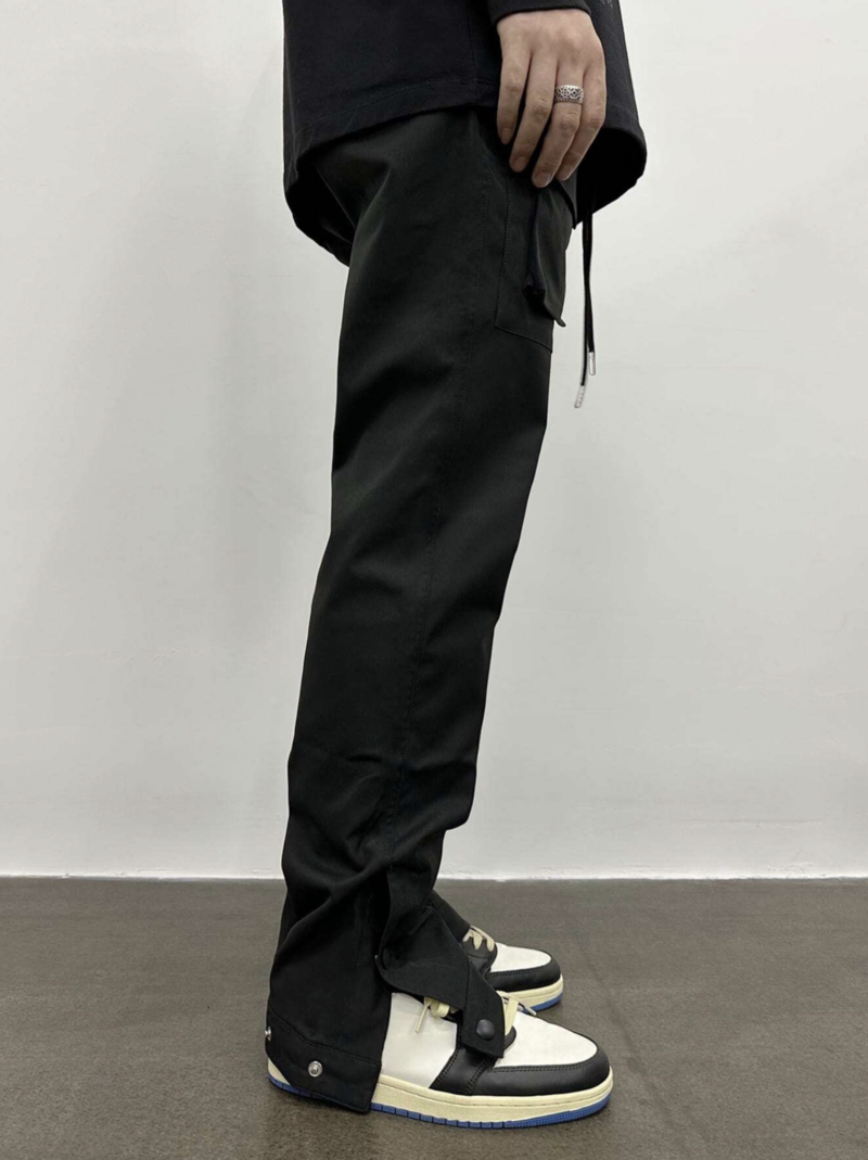 Zeus Black Flap Pocket Snap Button Cargo Pants - Image 2