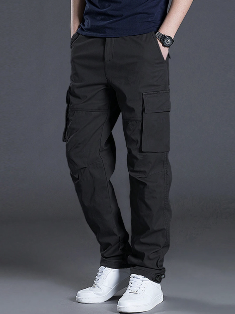 Ross Black Flap Pocket Relaxed Fit Cargo Pants