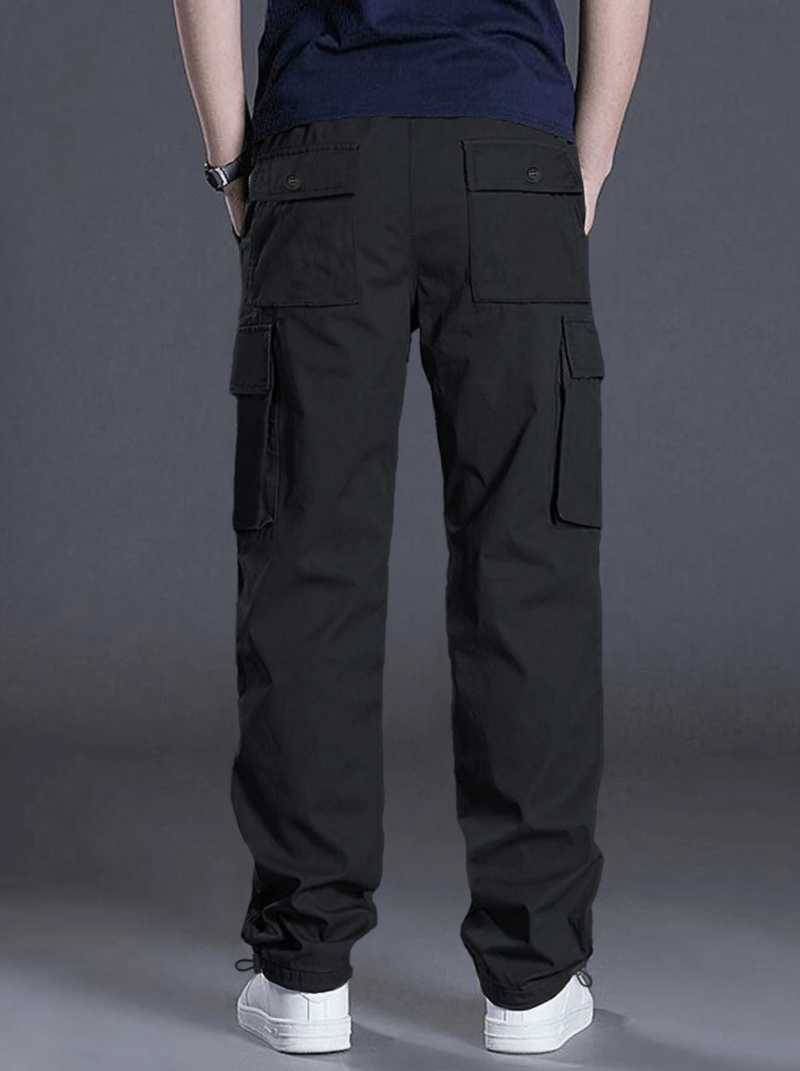Ross Black Flap Pocket Relaxed Fit Cargo Pants - Image 2