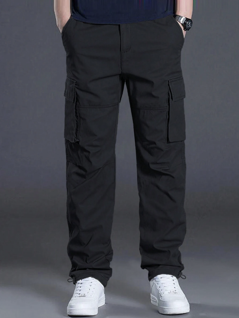 Ross Black Flap Pocket Relaxed Fit Cargo Pants - Image 3