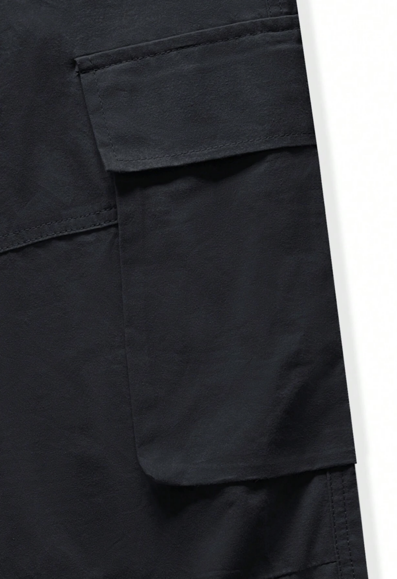 Ross Black Flap Pocket Relaxed Fit Cargo Pants - Image 5