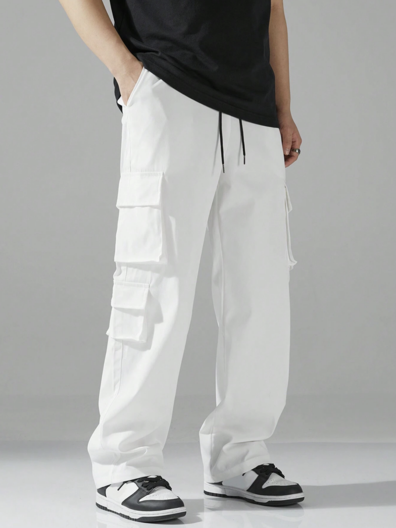 Carson White Multi Pocket Oversized Cargo Pants