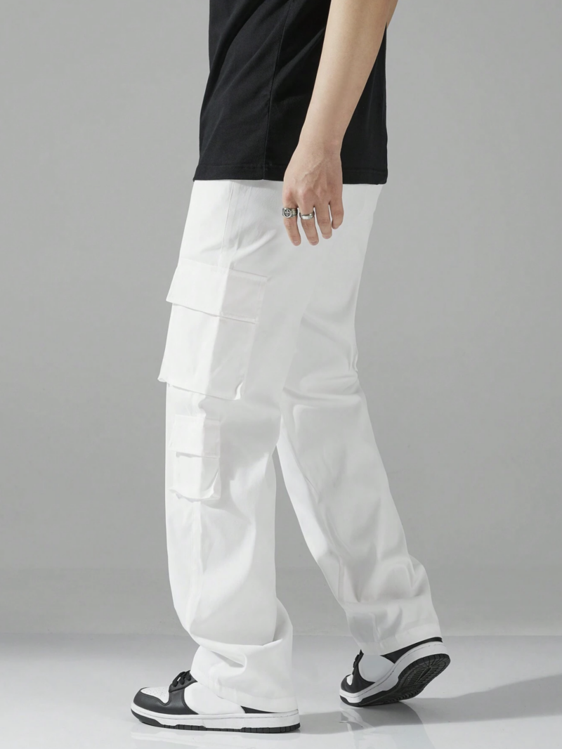 Carson White Multi Pocket Oversized Cargo Pants - Image 3